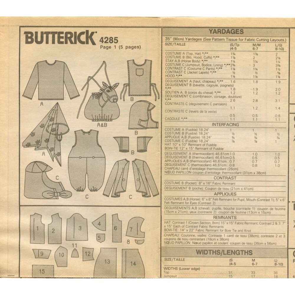 Butterick Pattern 4285 Childrens Step-in Costume Humpty Dumpty Knight Princess - Picture 3 of 4